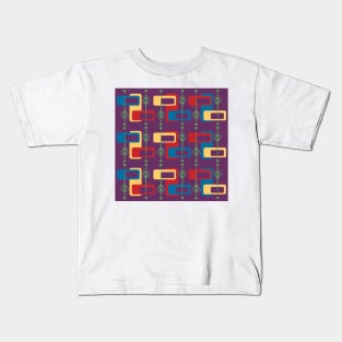 Mid Century Modern Atomic Trees and Cosmic TV Kids T-Shirt